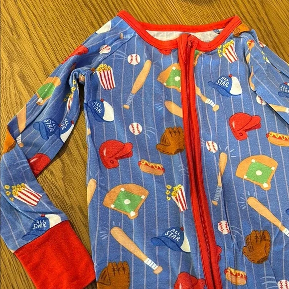 Little Sleepies Blue Baseball Footies - Picture 6 of 6